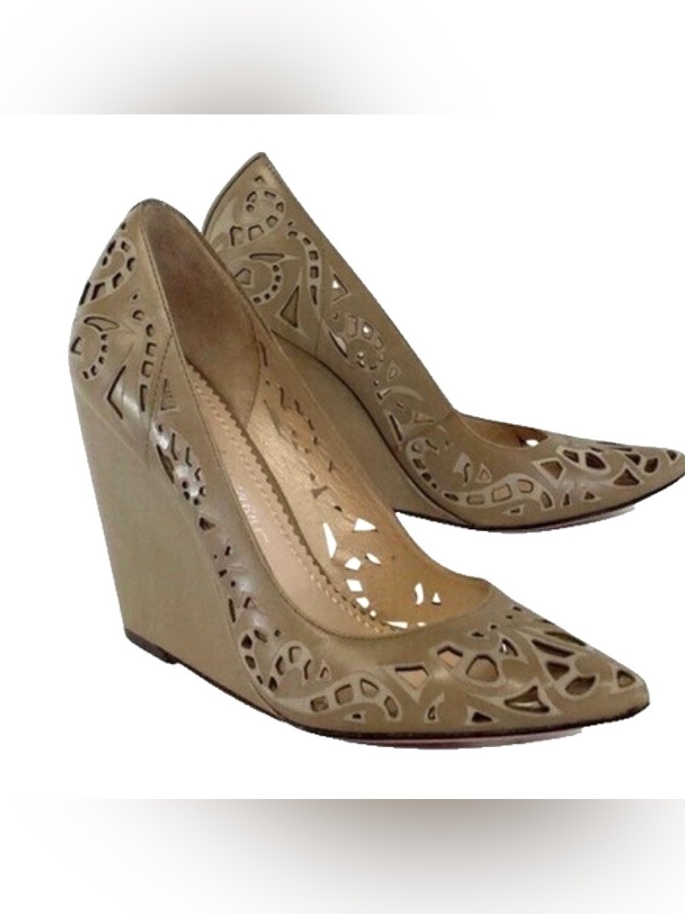 Jean-Michel Cazabat "Penelope"
Laser-Cut Leather Wedge Pumps 7.5